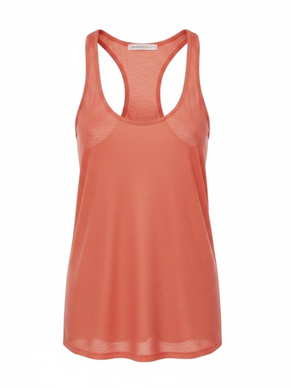Ambience Apparel Tank. Size S. Salmon color.‎ Sheer and Solid Asymmetrical.
